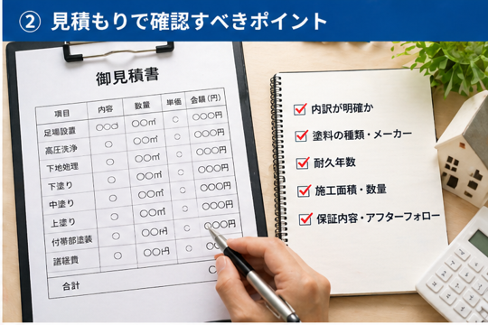 見積もりで確認すべきポイント
