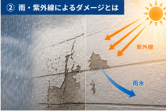 雨・紫外線によるダメージとは