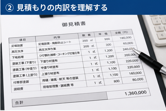 見積もりの内訳を理解する