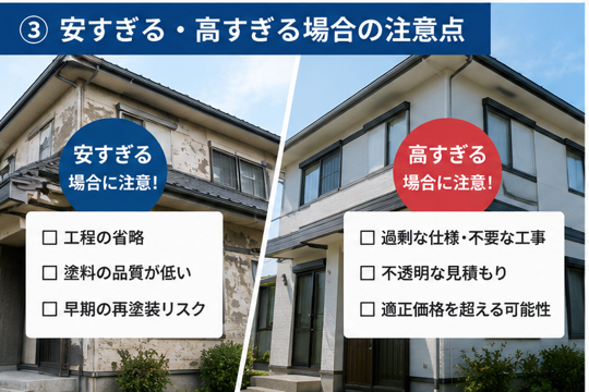 安すぎる・高すぎる場合の注意点