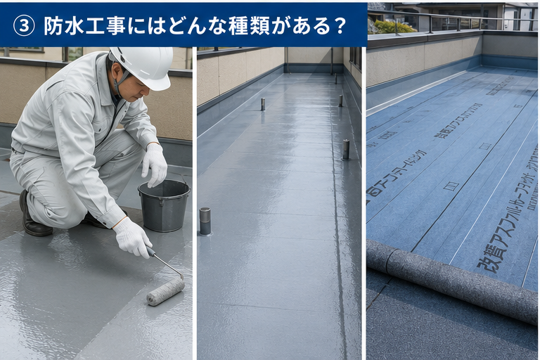 防水工事にはどんな種類がある？
