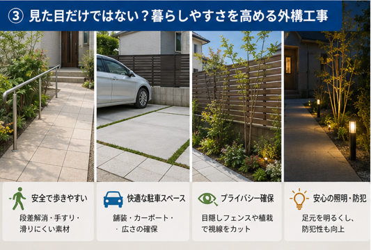 見た目だけではない？暮らしやすさを高める外構工事